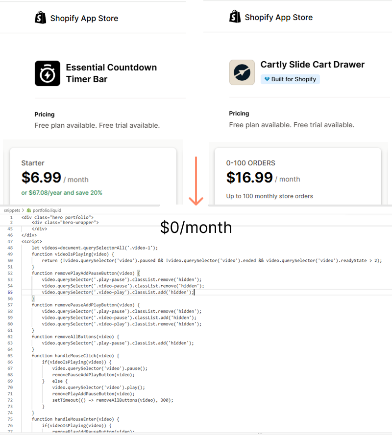 Replacing Shopify apps